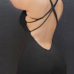 Sexy U-shaped Neck Backless Black Qmilch One-piece Skinny Jumpsuits