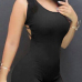 Sexy U-shaped Neck Backless Black Qmilch One-piece Skinny Jumpsuits