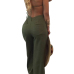 Sexy V Neck Backless Army Green Cotton One-piece Jumpsuits