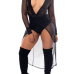 Sexy V Neck Long Sleeves Mesh Patchwork Black One-piece Skinny Jumpsuits