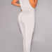 Sexy V Neck Tank Sleeveless Solid Grey Polyester One-piece Regular Jumpsuit
