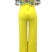 Stylish Bateau Neck Short Sleeves High Split Yellow Healthy Fabric One-piece Jumpsuits