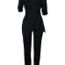 Stylish One-shoulder Black Polyester One-piece Jumpsuits(With Belt)
