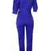 Stylish One-shoulder Blue Polyester One-piece Jumpsuits(With Belt)