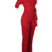 Stylish One-shoulder Red Polyester One-piece Jumpsuits(With Belt)