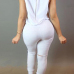 Stylish Round Neck Sleeveless Broken Holes Zipper Design White Polyester One-piece Jumpsuits