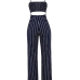 Stylish Striped Royalblue Cotton One-piece Jumpsuits