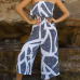 Trendy Dew Shoulder Falbala Design Cotton One-piece Jumpsuits