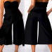 Trendy Dew Shoulder Patchwork Black Cotton Blends One-piece Jumpsuits