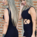 Trendy O Neck Tank Sleeveless Cross Hollow-out Black Cotton Blends One-piece Jumpsuits