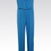 Trendy V Neck Tank Sleeveless Asymmetrical Blue Spandex One-piece Jumpsuit