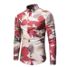  Fashion Turndown Collar Long Sleeves Leaf Printed Khaki Cotton Shirts(Non Positioning Printing)