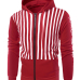  Fashionable Hooded Collar Striped Red Cotton Blends Hoodie