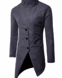  Fashionable Turtleneck Asymmetrical Grey Polyester Men Clothes