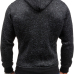  Leisure Hooded Collar Long Sleeves Zipper Design Black Cotton Blends Coat