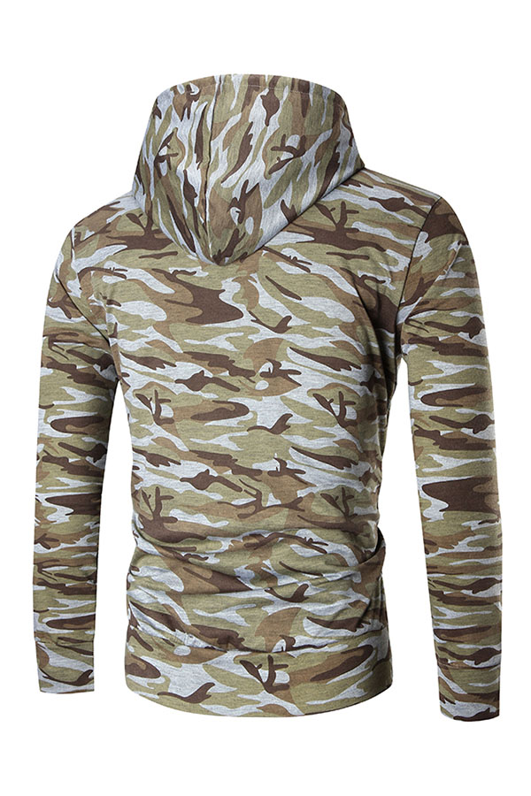  Leisure Hooded collar Letters Printed Camo Cotton Blends Hoodies