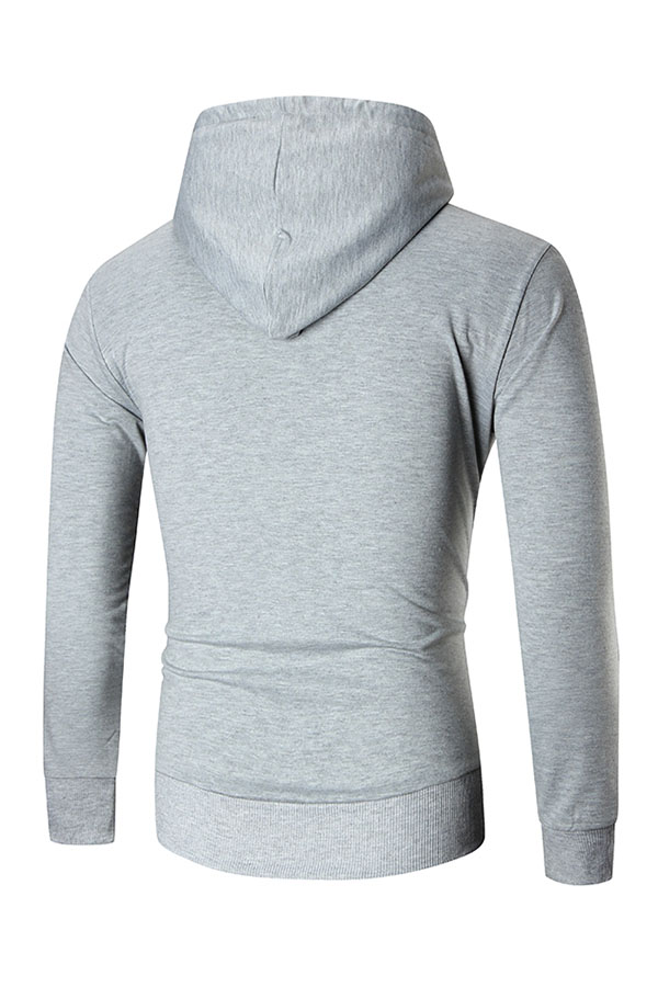  Leisure Hooded collar Letters Printed Grey Cotton Blends Hoodies