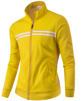Euramerican Mandarin Collar Long Sleeves Zipper Design Yellow Cotton Blends Coat