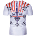 Leisure Round Neck Short Sleeves Striped Printed White Cotton Blends T-shirt