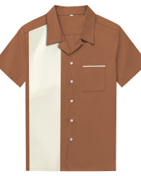 New European and American large size men's short sleeve lapel button shirt cotton loose shirt amazon long-term stock #94957