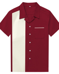 New European and American large size men's short sleeve lapel button shirt cotton loose shirt amazon long-term stock #94958