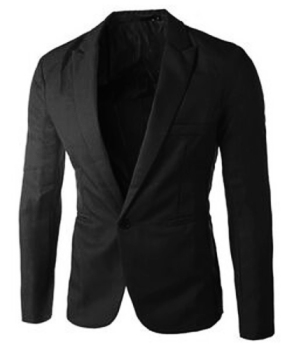 Stylish Turndown Collar Long Sleeves Single Button Design Black Cotton Blends Business Suit