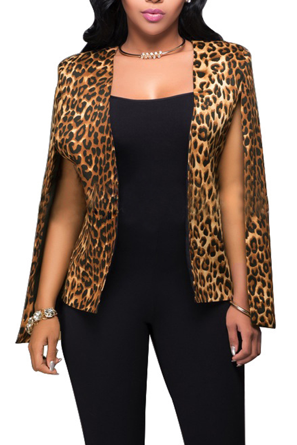  Stylish Leopard Print Polyester Blazer