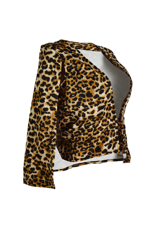  Stylish Leopard Print Polyester Blazer