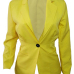  Stylish Turndown Collar Single Button Yellow Polyester Blazer