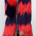  Euramerican Long Sleeves Patchwork Red Faux Fur Long Coat