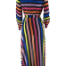  Euramerican Long Sleeves Striped Patchwork Chiffon Long Coat(Only The Coat)