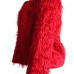  Euramerican Round Neck Long Sleeves Red Faux Fur Coat