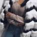  Euramerican Round Neck Ruched Faux Fur Coat