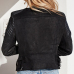  Euramerican Turndown Colla Zipper Design Black Polyester Jacket