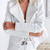  Euramerican Turndown Colla Zipper Design White Polyester Jacket