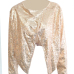 Euramerican Turndown Collar Sequins Decoration Gold Polyester Coat