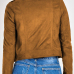  Euramerican Turndown Collar Zipper Design Brown Suede Jacket