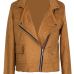  Euramerican Turndown Collar Zipper Design Brown Suede Jacket