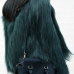  Fashionable Round Neck Long Sleeves Green Faux Fur Coat