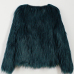  Fashionable Round Neck Long Sleeves Green Faux Fur Coat
