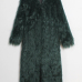  Fashionable V Neck Long Sleeves Green Faux Fur Long Coat