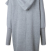  Leisure Hooded Long Sleeves Asymmetrical Light Grey Polyester Long Coat