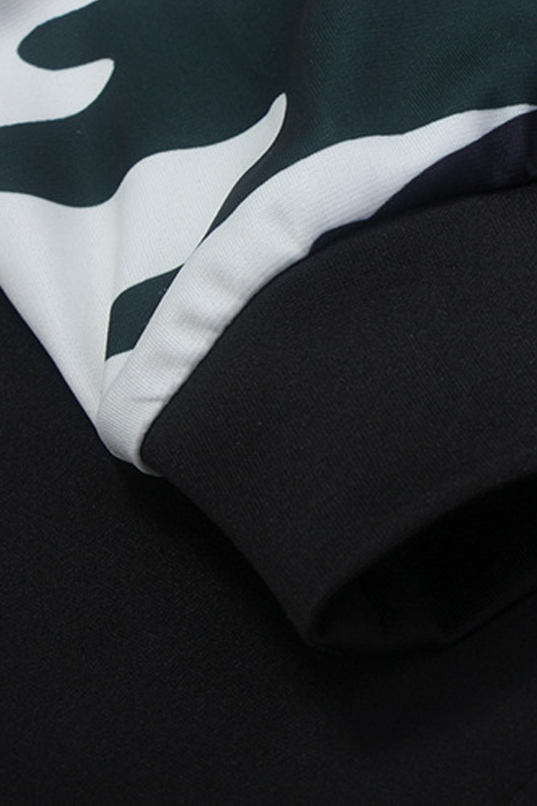  Leisure V Neck Zipper Design Black Polyester Coat
