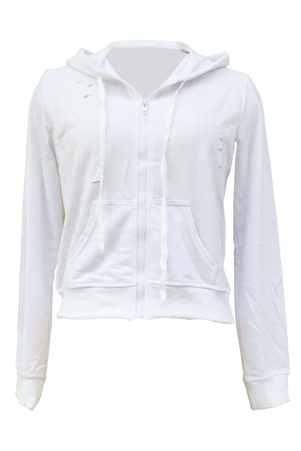  Polyester Hooded Long Sleeve zipper Regular Coat&Jacket