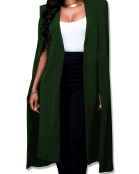  Trendy V Neck Long Sleeves Army Green Polyester Long Coat