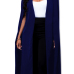  Trendy V Neck Long Sleeves Blue Polyester Long Coat