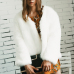  Trendy V Neck Long Sleeves Fur Design White Short Coat