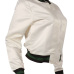  Trendy V Neck Zipper Design White Polyester Coat