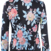Ethnic Style Round Neck Long Sleeves Printed Black Polyester Coats