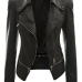 Fashion Turndown Collar Long Sleeves Zipper Design Black PU Jacket